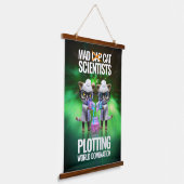 Funny Mad Cat Scientists planen Weltherrschaft Wandteppich Mit Holzrahmen (Gewinkelt)