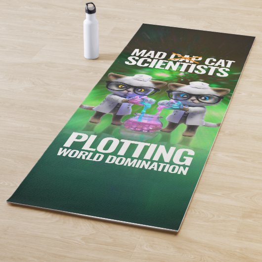 Funny Mad Cat Scientists planen Weltherrschaft Yogamatte (Beispiel)