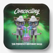 Funny Mad Cat Scientists Purfect Birthday Pappteller (Vorderseite)