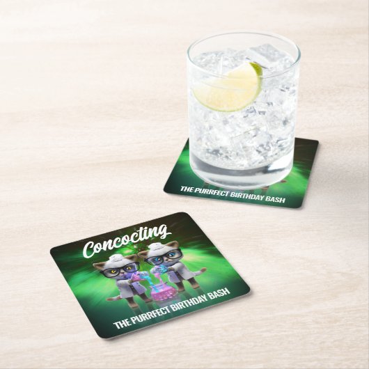 Funny Mad Cat Scientists Purfect Birthday Rechteckiger Pappuntersetzer (Vor Ort)