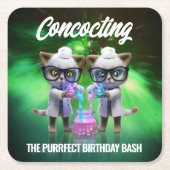 Funny Mad Cat Scientists Purfect Birthday Rechteckiger Pappuntersetzer (Vorderseite)