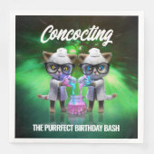 Funny Mad Cat Scientists Purfect Birthday Serviette (Vorderseite)