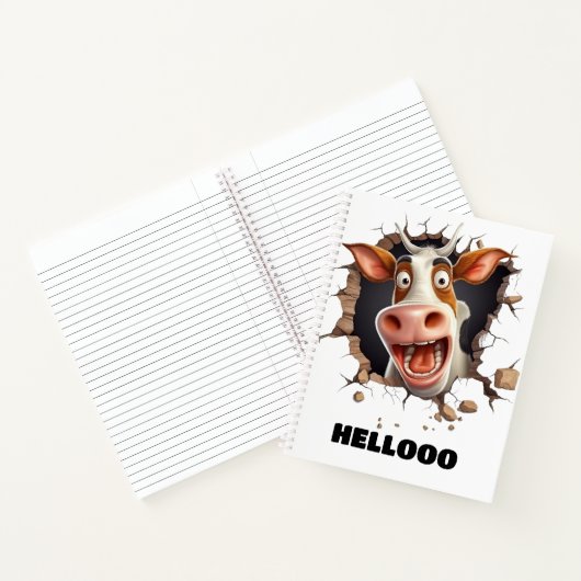 Funny mad Kuh Cartoon Farm Tierspass Notizblock (Innenseite)