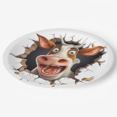 Funny mad Kuh Cartoon konfrontiert Bauern Country  Pappteller (Schrägansicht)