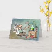 Funny Mad Scientist Cartoon Card Karte (Gelbe Blume)