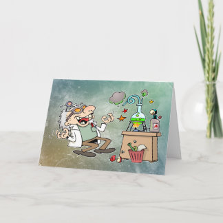 Funny Mad Scientist Cartoon Card Karte