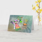 Funny Mad Scientist Cartoon Card Karte (Gelbe Blume)
