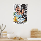 Funny Mad Scientist Lehrer Begrüßungspapier Poster (Küche)