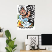 Funny Mad Scientist Lehrer Begrüßungspapier Poster (Heimbüro)