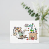 Funny Mad Scientist Postkarte (Stehend Vorderseite)