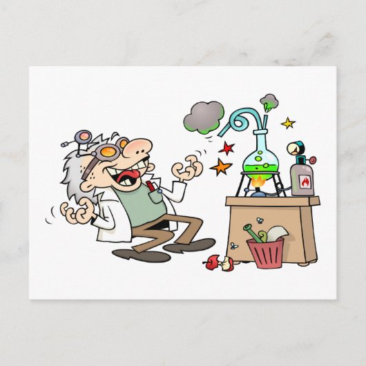 Funny Mad Scientist Postkarte (Vorderseite)