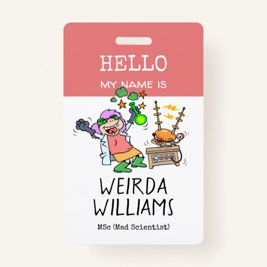 Funny Mad Scientists Hallo Mein Name ist Namensmar Ausweis (Vorderseite)