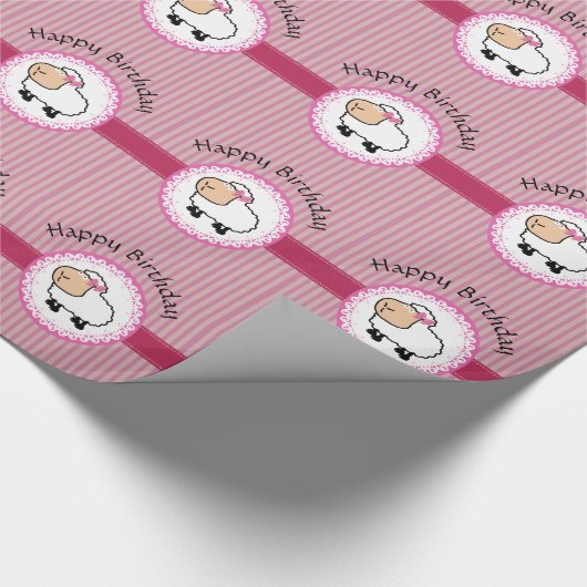 Funny mädchenhaften niedlichen Cartoon Schafsstrei Geschenkpapier (Ecke)