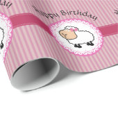 Funny mädchenhaften niedlichen Cartoon Schafsstrei Geschenkpapier (Rolleneckpunkt)