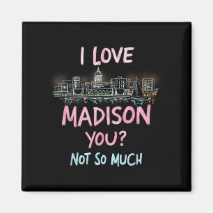 Funny Madison Wisconsin Night Skyline Vintag Magnet