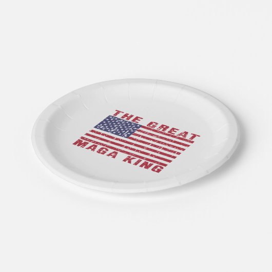 Funny MAGA King Trump Fan Pappteller (Schrägansicht)