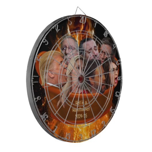 Funny MAGA Republican Hell in einem Handkorb 2024- Dartscheibe (Vorderseite Links)