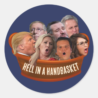 Funny MAGA Republikaner hellen in einem Handkorb Runder Aufkleber