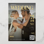 Funny Magazine Cover Dark Foto Einzigartige Hochze Folieneinladung (Vorderseite)