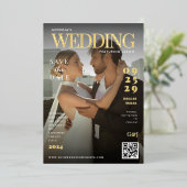 Funny Magazine Cover Dark Foto Einzigartige Hochze Folieneinladung (Stehend vorne)