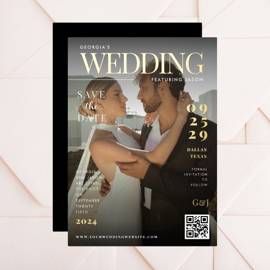 Funny Magazine Cover Dark Foto Einzigartige Hochze Folieneinladung