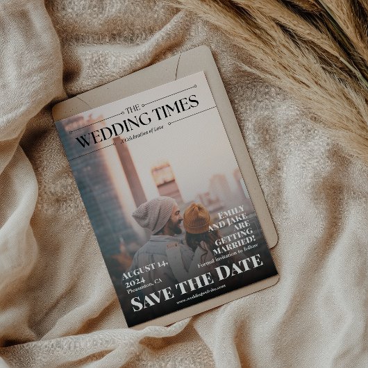 Funny Magazine Newspaper Wedding Foto Save The Date