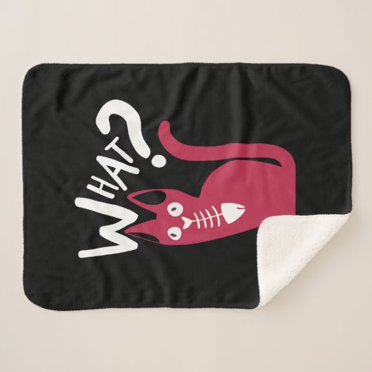 Funny Magenta Cat on Black Cartoonic Sherpadecke (Vorderseite (Horizontal))