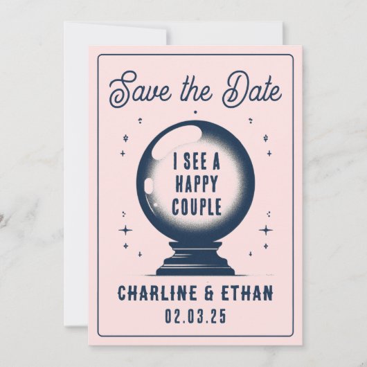 Funny Magic Ball Pink Dar blau Save the Date (Vorderseite)