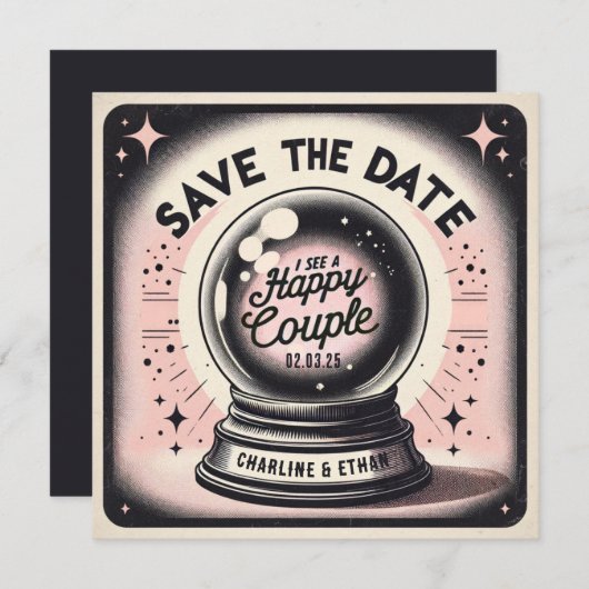 Funny Magic Ball Pink Save the Date schwarz (Vorne/Hinten)