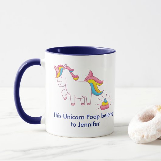 Funny Magical Unicorn Gekackt Custom Personalisier Tasse (Mit Donut)