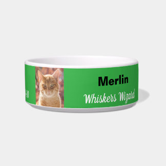 Funny Magical Whiskers Wizard Birthday Green Cat Napf