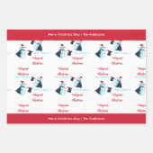 Funny Magician Snowmen Weihnachtsmannmütze Muster Geschenkpapier Set (Vorderseite)