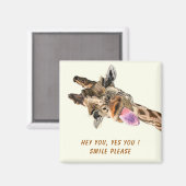 Funny Magnet mit Plauful Giraffe - Lächeln (Vorderseite/Rückseite)