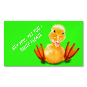 Funny Magnetic Business Card Happy Yellow Duck Magnetische Visitenkarte