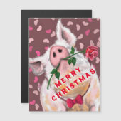 Funny Magnetic Christmas Card mit Gentleman Pig Magnetkarte (Vorne/Hinten)