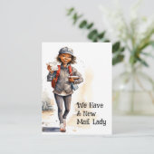 Funny Mail Lady Moving Ankündigung Postkarte (Stehend Vorderseite)
