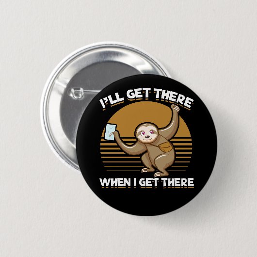 Funny Mailman Sloth Postal Worker Button (Vorne & Hinten)