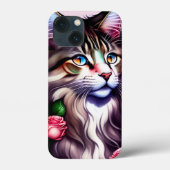 Funny Maine Coon Cat Face Case-Mate iPhone Hülle (Rückseite)