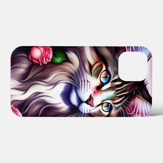 Funny Maine Coon Cat Face Case-Mate iPhone Hülle (Rückseite (Horizontal))