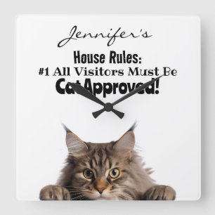 Funny Maine Coon Cat Wall Clock Quadratische Wanduhr