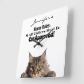 Funny Maine Coon Cat Wall Clock Quadratische Wanduhr (Winkel)