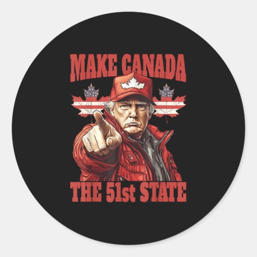 Funny Make Canada 51. Staat Runder Aufkleber (Vorderseite)