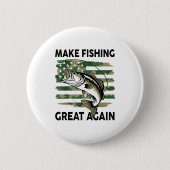 Funny Make Fishing Great Again Camo B Fish America Button (Vorderseite)
