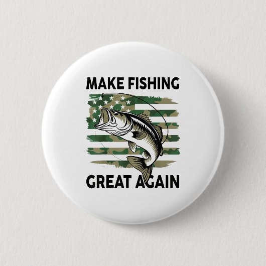 Funny Make Fishing Great Again Camo B Fish America Button (Vorderseite)