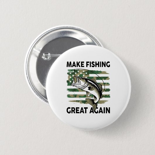 Funny Make Fishing Great Again Camo B Fish America Button (Vorne & Hinten)