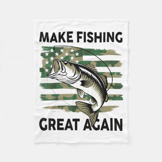 Funny Make Fishing Great Again Camo B Fish America Fleecedecke (Vorderseite)