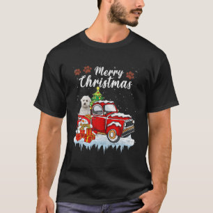 Funny Maltese Dog Snow Red Truck Weihnachten Weihn T-Shirt