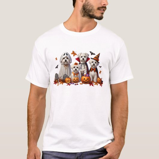 Funny Maltese Halloween Dog Lover T-Shirt (Vorderseite)