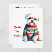 Funny Maltese in Ugly Sweater Christmas Card Feiertagskarte (Vorne/Hinten)