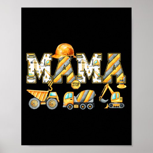 Funny Mama Baubagger Kinder passen Fa Poster (Vorne)